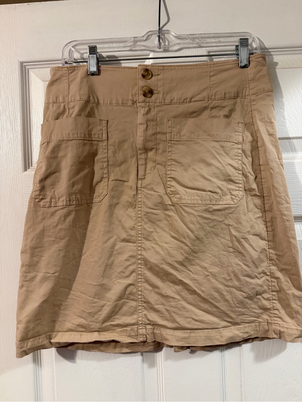 LC Lauren Conrad Khaki A-Line Button Front Pocket Skirt